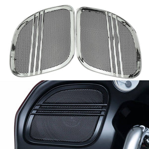 Tri-Line Speaker Grills Cover Trim Chrome Fit For Harley Touring Road Glide - Moto Life Products