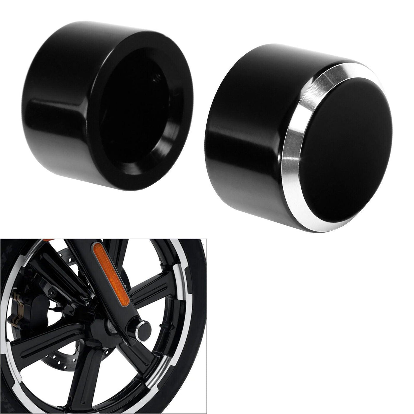 Gloss Black Front Axle Nut Covers Bolt Kit Fit For Harley Touring Street Glide - Moto Life Products