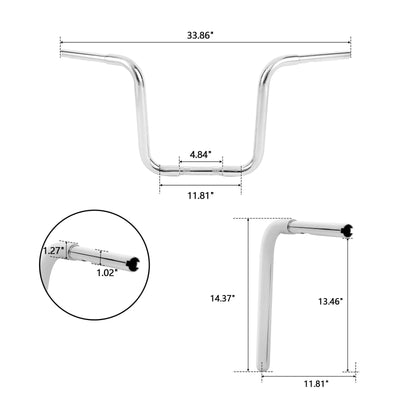 12''/14''/16"/18'' Rise 1-1/4" Ape Hanger Bar Handlebar Fit For Harley Sportster - Moto Life Products