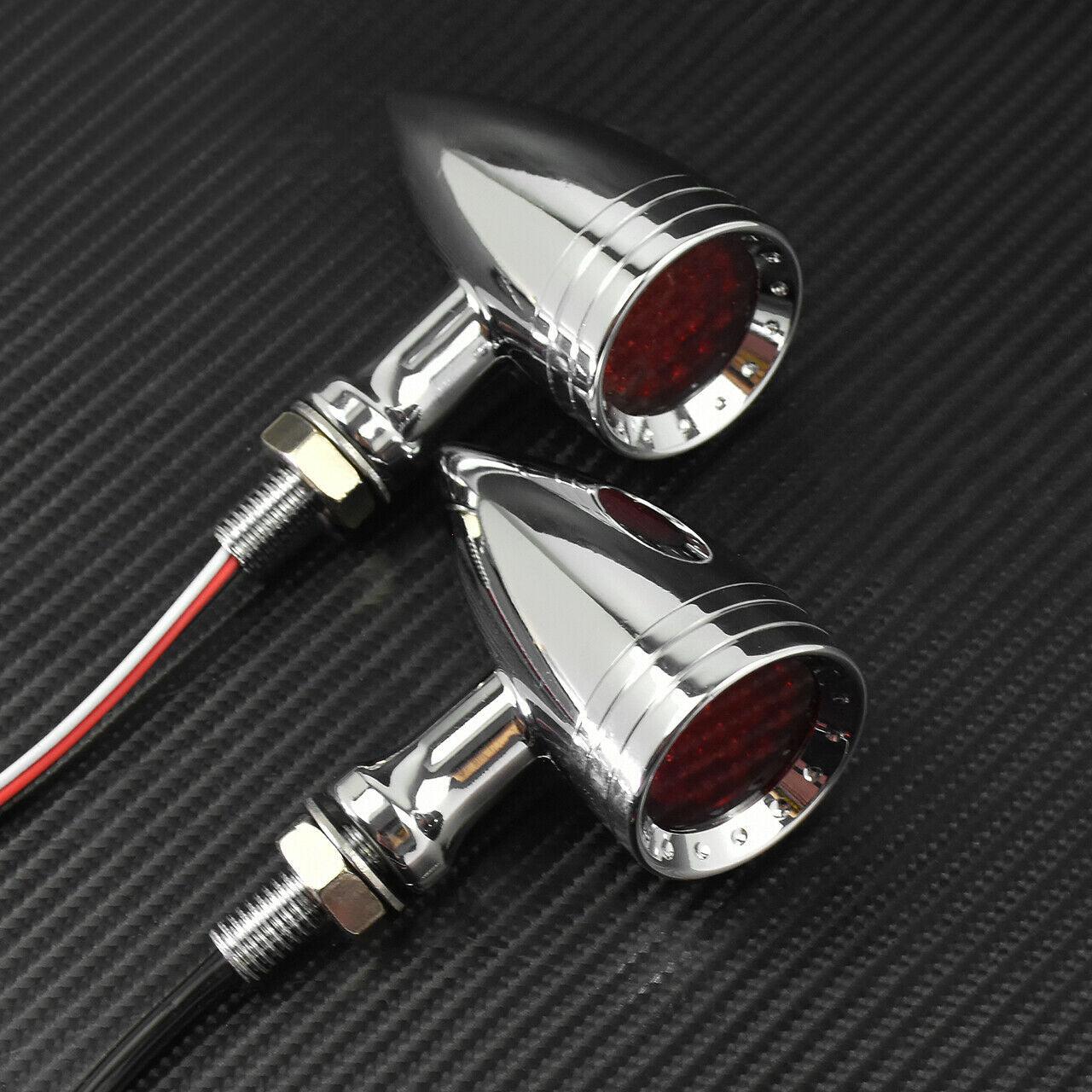 Chrome Motorcycle Bullet LED Turn Signal Red Lights Indicator Fit For Harley - Moto Life Products