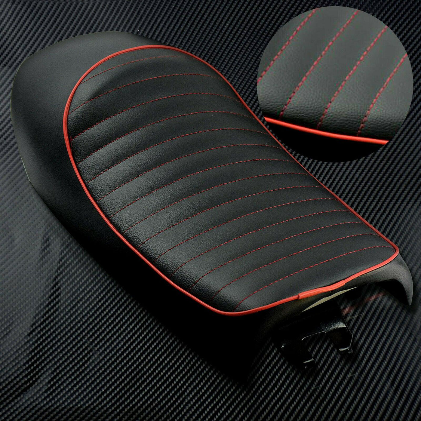 Motorcycle Vintage Cafe Racer Seat Retro Cafe Saddle Fit For CB450 Black & Red - Moto Life Products