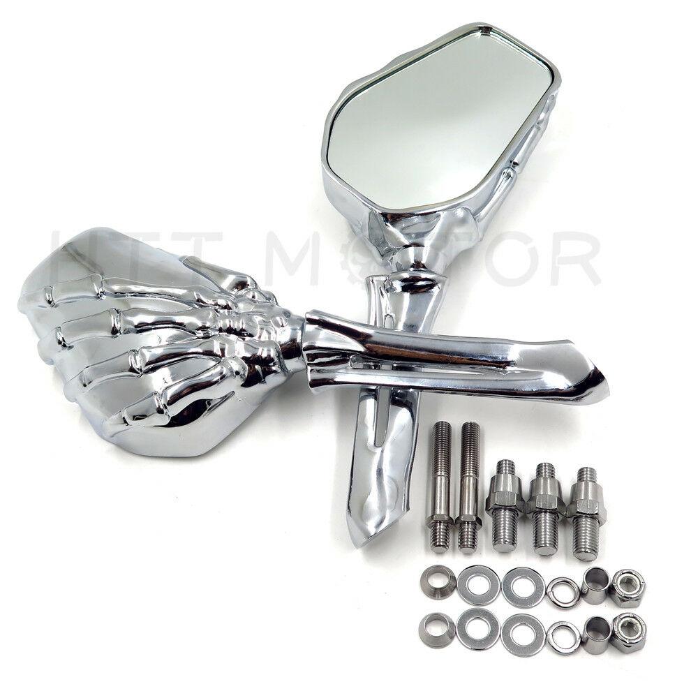 Motorcycle Chrome Skull Skeleton Hand Side Rearview Mirrors For Harley Davidson - Moto Life Products