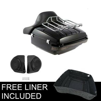 King Pack Trunk Backrest W/ Speaker Pods Fit For Harley Tour Pak Touring 14-22 - Moto Life Products