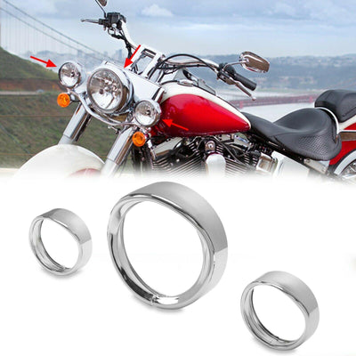 7'' Headlight Trim +4.5" Chrome Auxiliary light Visor Style Trim Ring For Harley - Moto Life Products