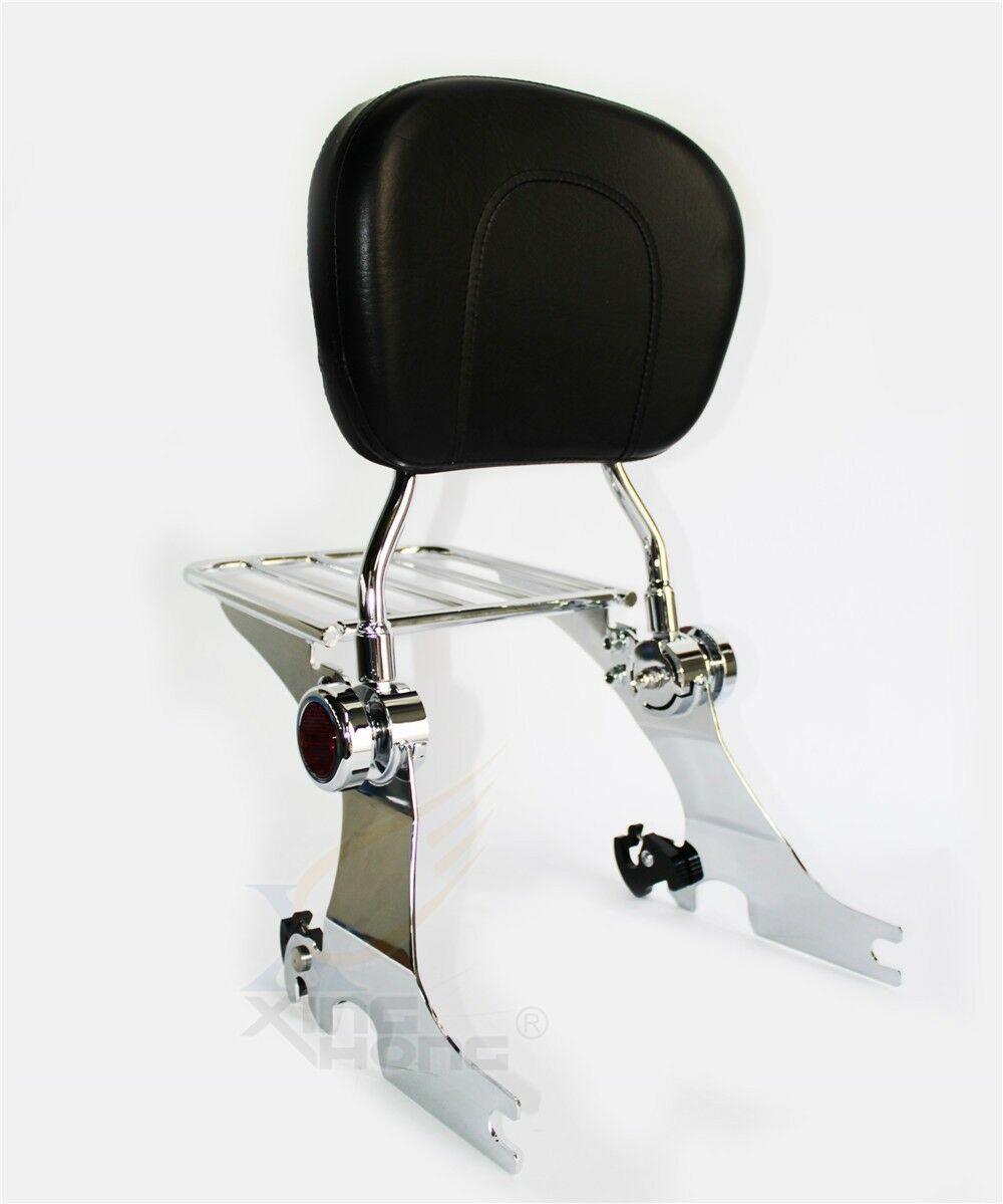 Adjustable Sissy Bar For 04-Up Harley Sportster Backrest W/ Rack Chrome - Moto Life Products