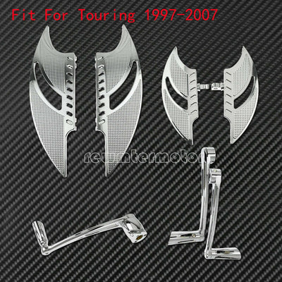 Chrome Driver + Rear Floorboards Foot Rests Shift Lever Fit For Touring 1997-07 - Moto Life Products