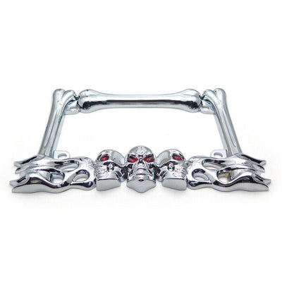 Chrome Metal Skull Motorcycle Bike License Plate Tag Frame Holder For Harley - Moto Life Products