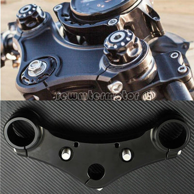 Black Top Triple Clamp Fit For Harley Sportster 48 w/ Riser Holes 2010-2014 2015 - Moto Life Products