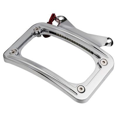 Curved Laydown License Plate Mount Frame Light Fit For Harley Road King Glide US - Moto Life Products