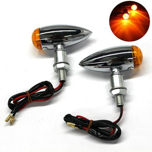 Chrome Motorcycle Bullet Amber Blinker Running LED Turn Signals Tail Rear Light - Moto Life Products