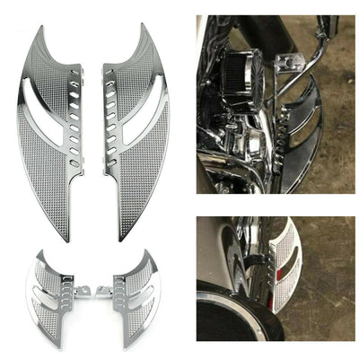 Black/Chrome Front+ Rear Foot Pegs Floorboard For Harley Electra Glide Road King - Moto Life Products