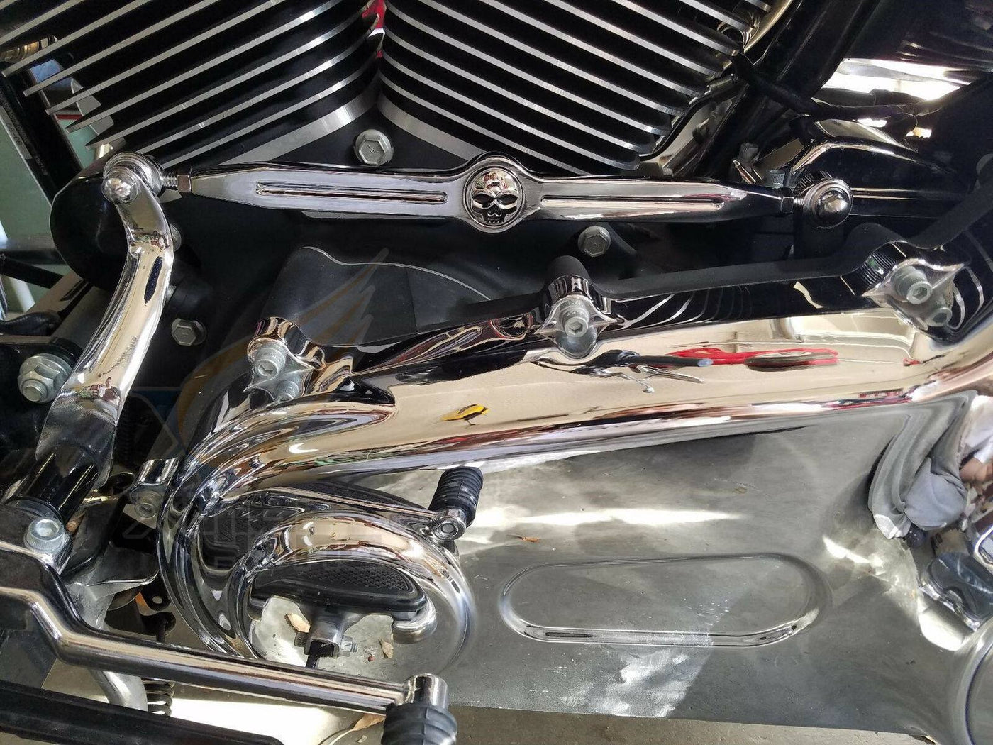 🔥 Chrome Skull Shift Link Linkage Arm for Harley Heritage Softail Electra Glide - Moto Life Products
