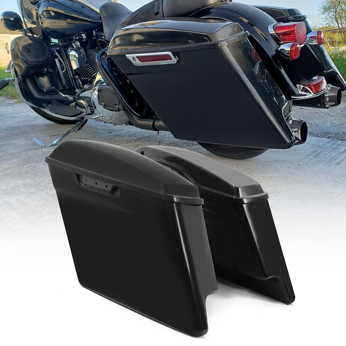 ZXMT Stretched Extended Unpainted Hard Saddlebags – For Harley Touring 1993-2013 – Left & Right – ABS Plastic