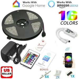 16.4ft 150LED Alexa Smart Home WIFI Wireless RGB Waterproof Strip Neon Light Kit 610877035816 - Moto Life Products