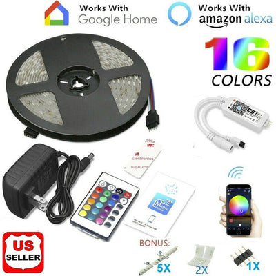 16.4ft 150LED Alexa Smart Home WIFI Wireless RGB Waterproof Strip Neon Light Kit 610877035816 - Moto Life Products