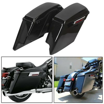 Vivid Black Stretched Extended Hard Saddle Bags For 93+ Harley Davidson Touring - Moto Life Products