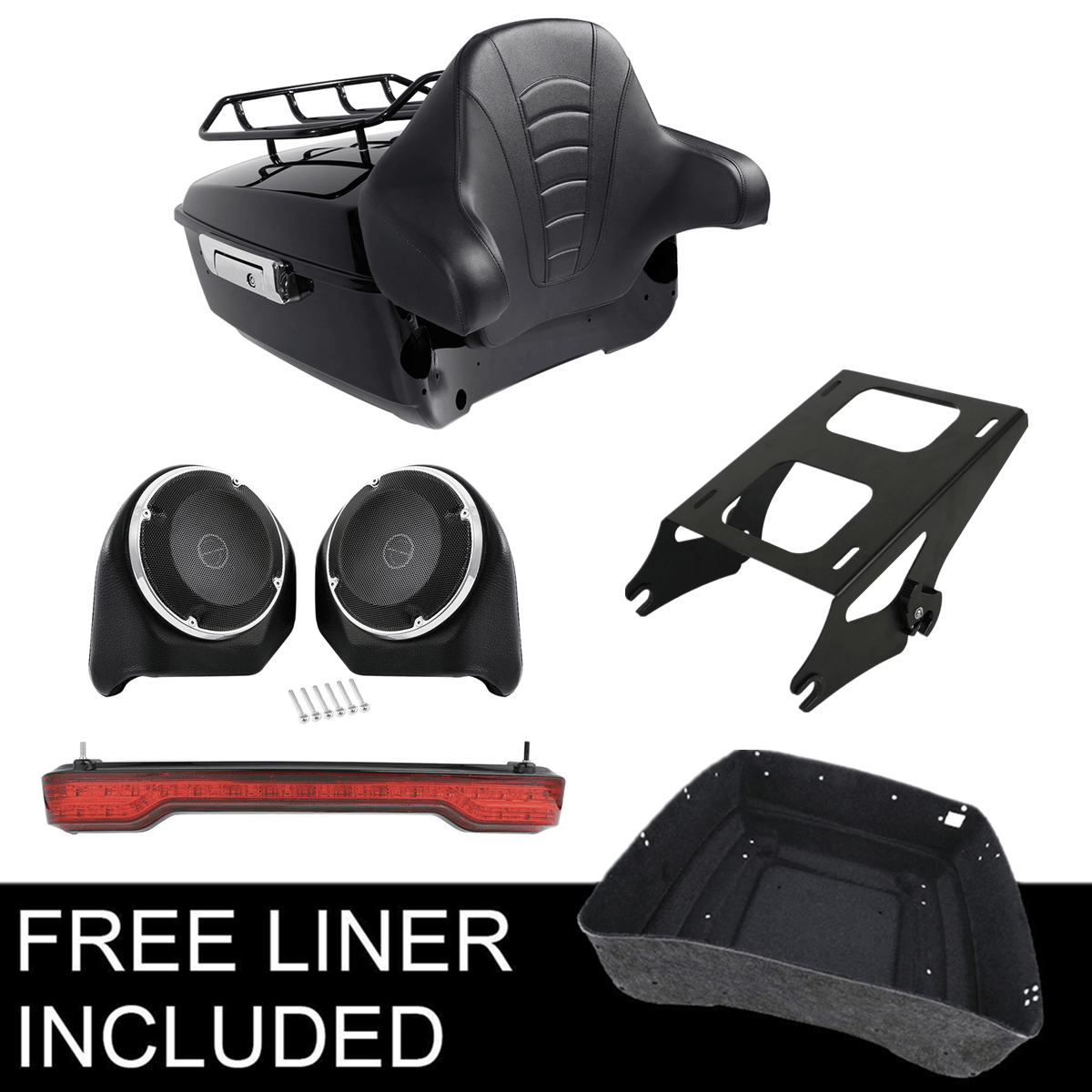 King Pack Trunk Rack Speaker Tail Light Fit For Harley Tour-Pak Road Glide 14-22 - Moto Life Products