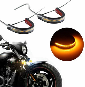 2X Motorcycle Flowing LED Fork Turn Signal Strip Blinker Amber Light For Victory - Moto Life Products