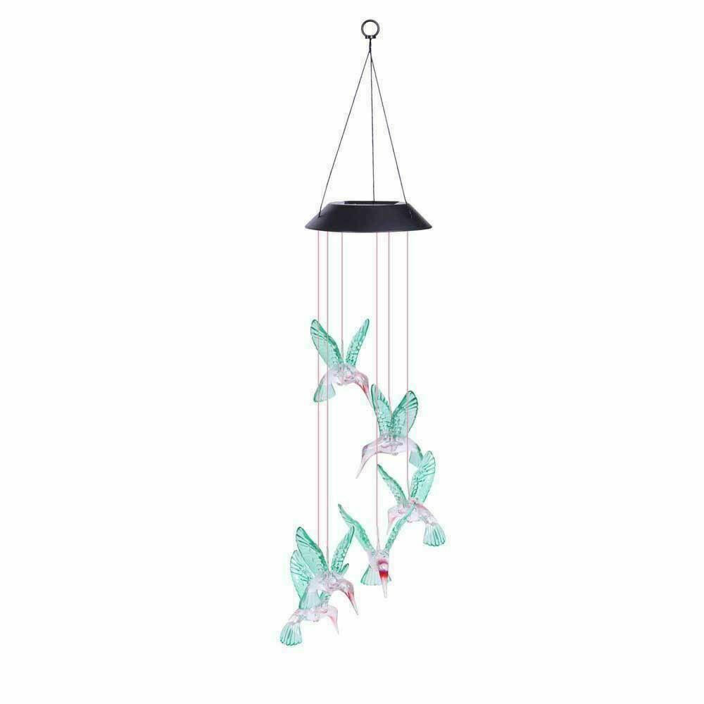 Color-Changing LED Solar Powered Hummingbird Wind Chime Lights Yard Garden Decor - Moto Life Products