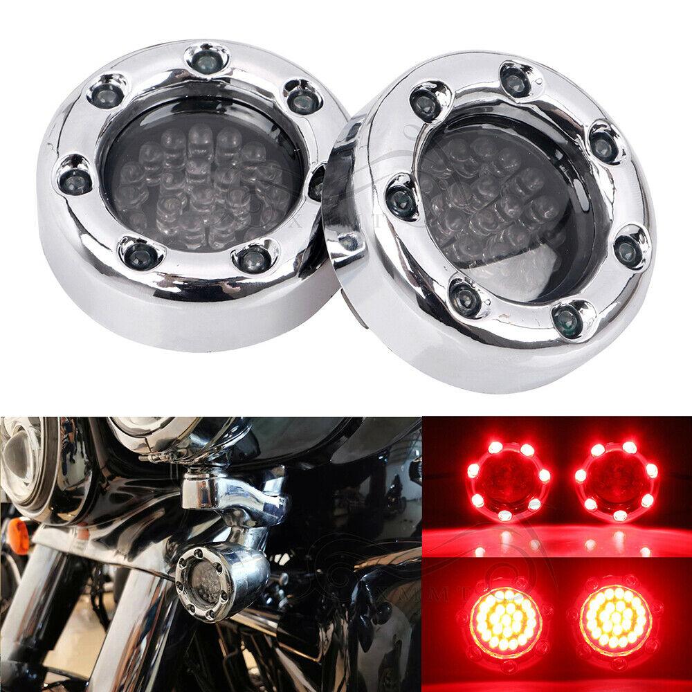 Rear 1157 LED Red Fire Ring Turn Signal Light For Harley Dyna Softail Touring XL - Moto Life Products