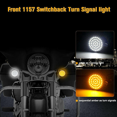 2" 1157  LED Front Turn Signal Light Bulb Smoke Lens Cover Fit for Harley Dyna - Moto Life Products