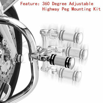 360 Adjustable  1 1/4" Engine Guard Highway Male FootPeg Fit For Harley Suzuki - Moto Life Products