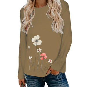 Womens Floral Loose T Shirt Blouse Ladies Casual Long Sleeve Tops Pullover Tee - Moto Life Products