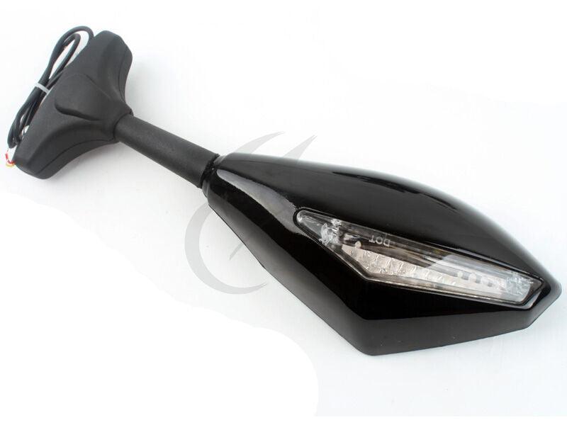 Black Rearview Mirrors w/ LED Turn Signal Light Len For Honda CBR600RR CBR1000RR - Moto Life Products