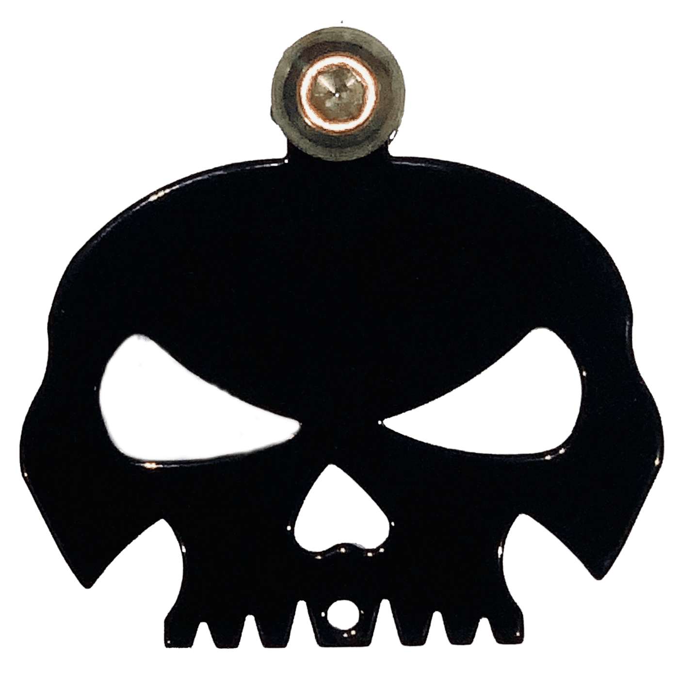 Gloss Black Skull Bell Hanger / Mount for Motorcycle Harley Bolt & Ring Included - Moto Life Products