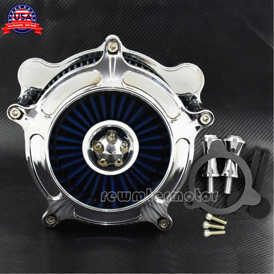 Chrome Air Cleaner Blue Intake Filter Fit For Harley Touring Trike 08-16 Softail - Moto Life Products