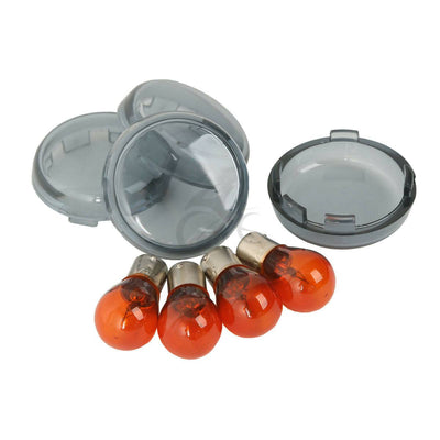 Smoked Turn Signal Lenses Amber Bulbs For Harley Davidson Softail Dyna 2000-UP - Moto Life Products