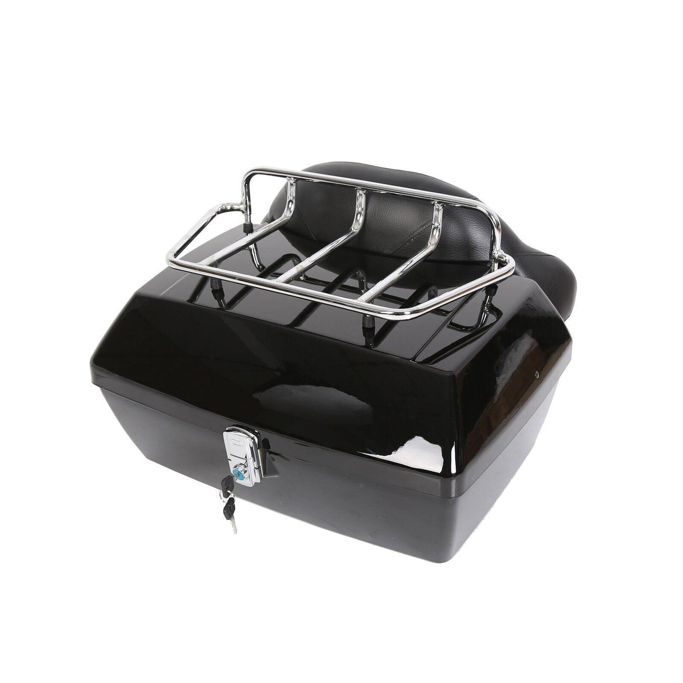 Motorcycle Trunk Tail Box Luggage Case w/Top Rack & Backrest For Yamaha Touring - Moto Life Products