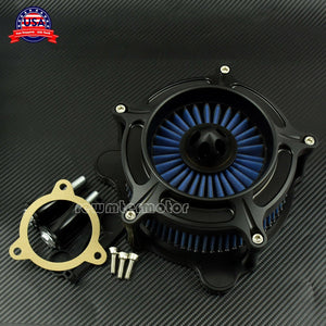 Matte Black Air Cleaner Blue Intake Filter Fit For Harley Touring 17-19 Softail - Moto Life Products