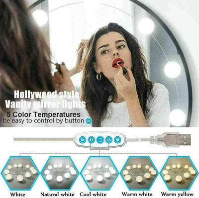 Make Up Mirror Lights 10 LED Kit Bulbs Vanity Light Dimmable Lamp Hollywood - Moto Life Products