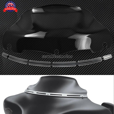 9" Black Windshield Windscreen + Fairing Trim Fit For Harley Touring Glide 2014 - Moto Life Products