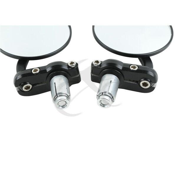 Black 3" Round 7/8" Handle Bar End Mirrors Fit For Cafe Racer Bobber Bike - Moto Life Products