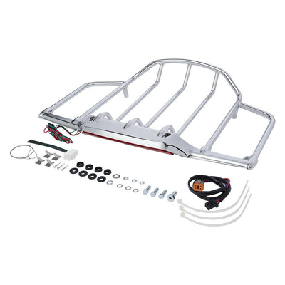 Chrome Luggage Rack W/ Light For Harley Tour Pak Trunk Pack Road Glide 1993-2013 - Moto Life Products