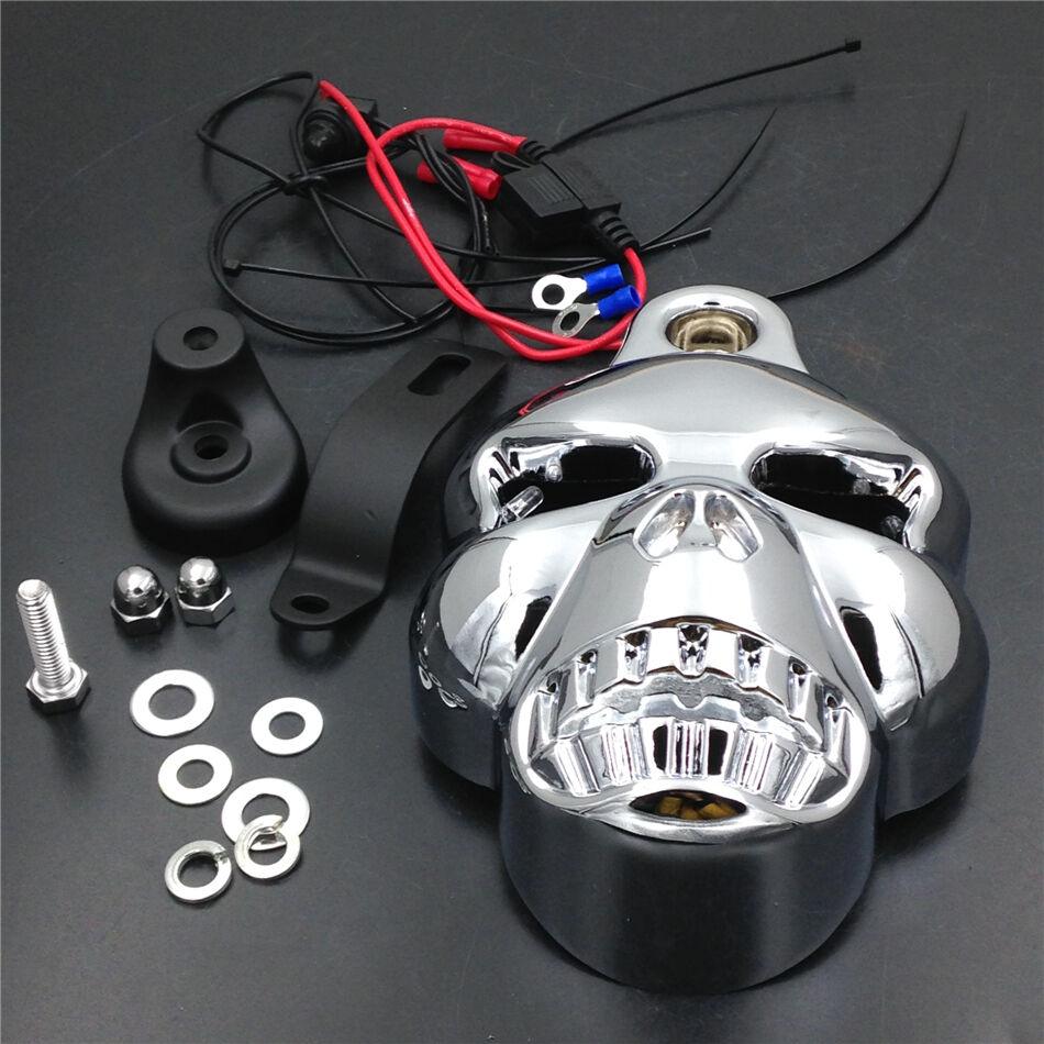 CHROME LED Skull Horn Cover Fit For Harley Big Twins V-Rods Stock Cowbell 92-13 - Moto Life Products
