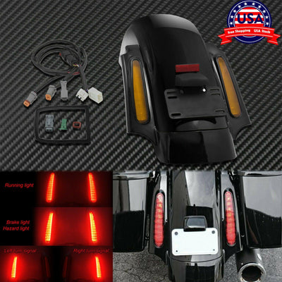 Rear Fender w/Turn Signal Brake Light Amber Lens Fit For Harley Touring 2009-13 - Moto Life Products