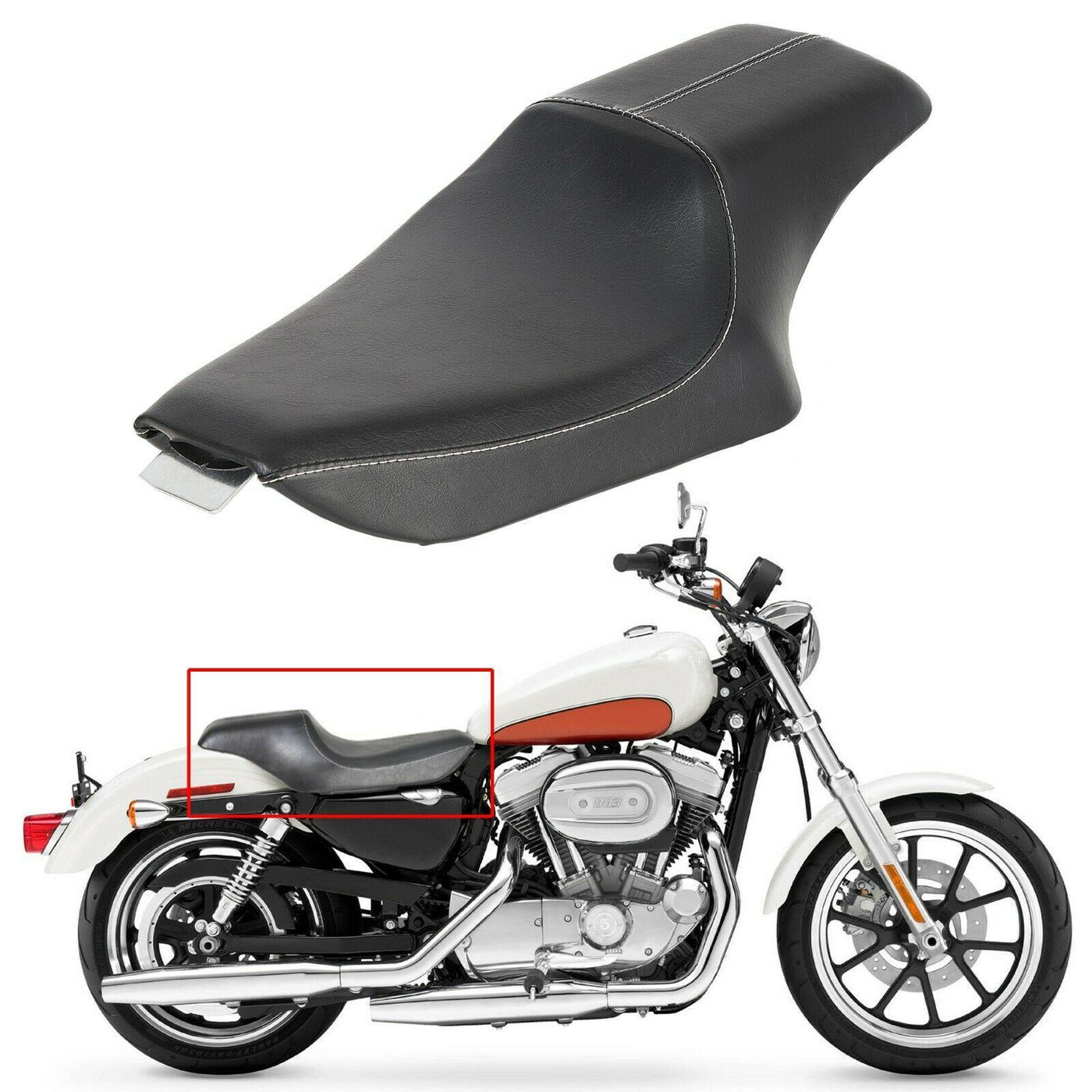 2 UP Driver Passenger Seat For 2004-21 HD Sportster Iron XL 883 1200 Forty Eight - Moto Life Products