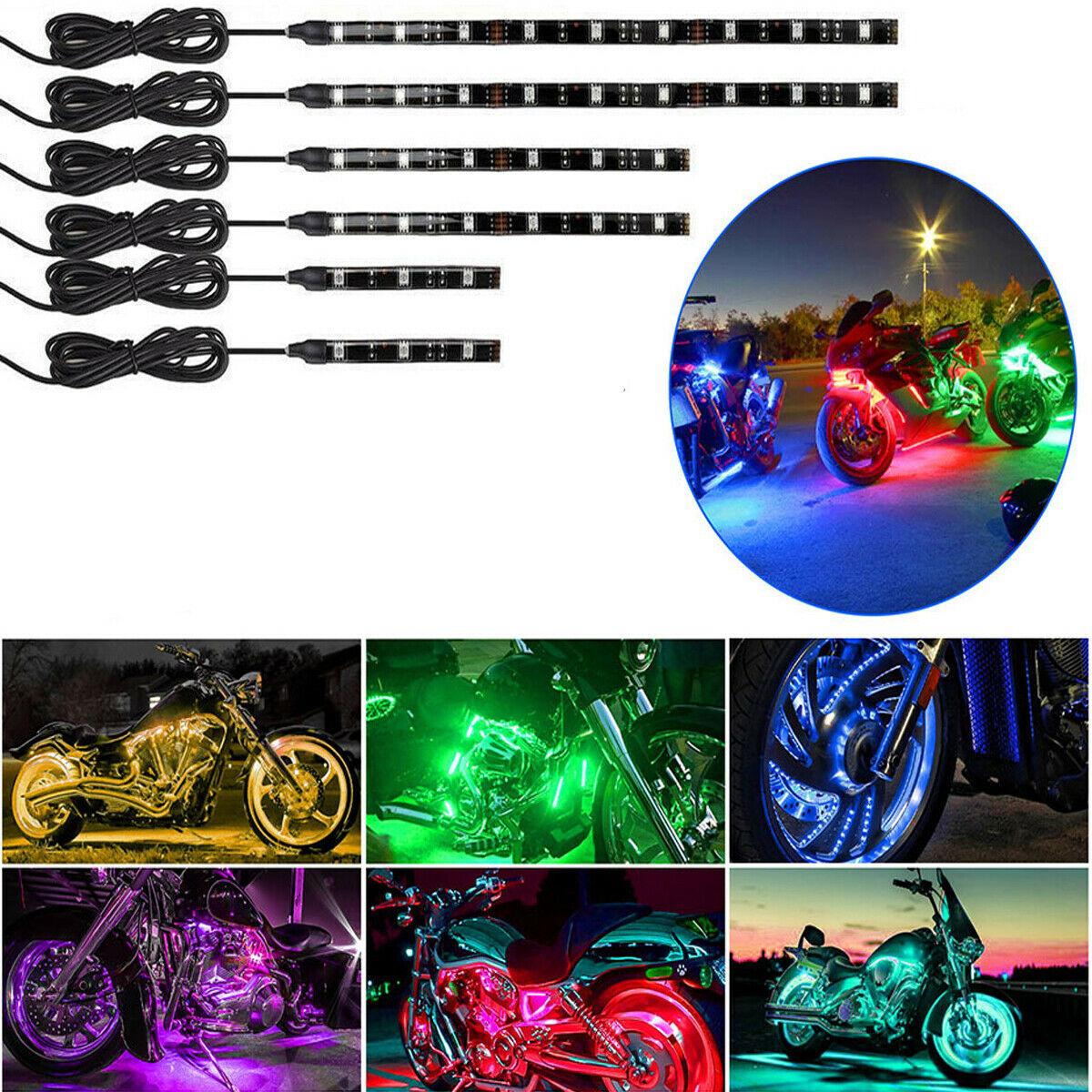 6X Motorcycle led lights Wireless Remote 18 color Neon Glow Light Strips Kit US - Moto Life Products