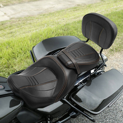 Rider Driver Passenger 2-up Seat & Backrest Pad Fit For Harley Road Glide 14-22 - Moto Life Products