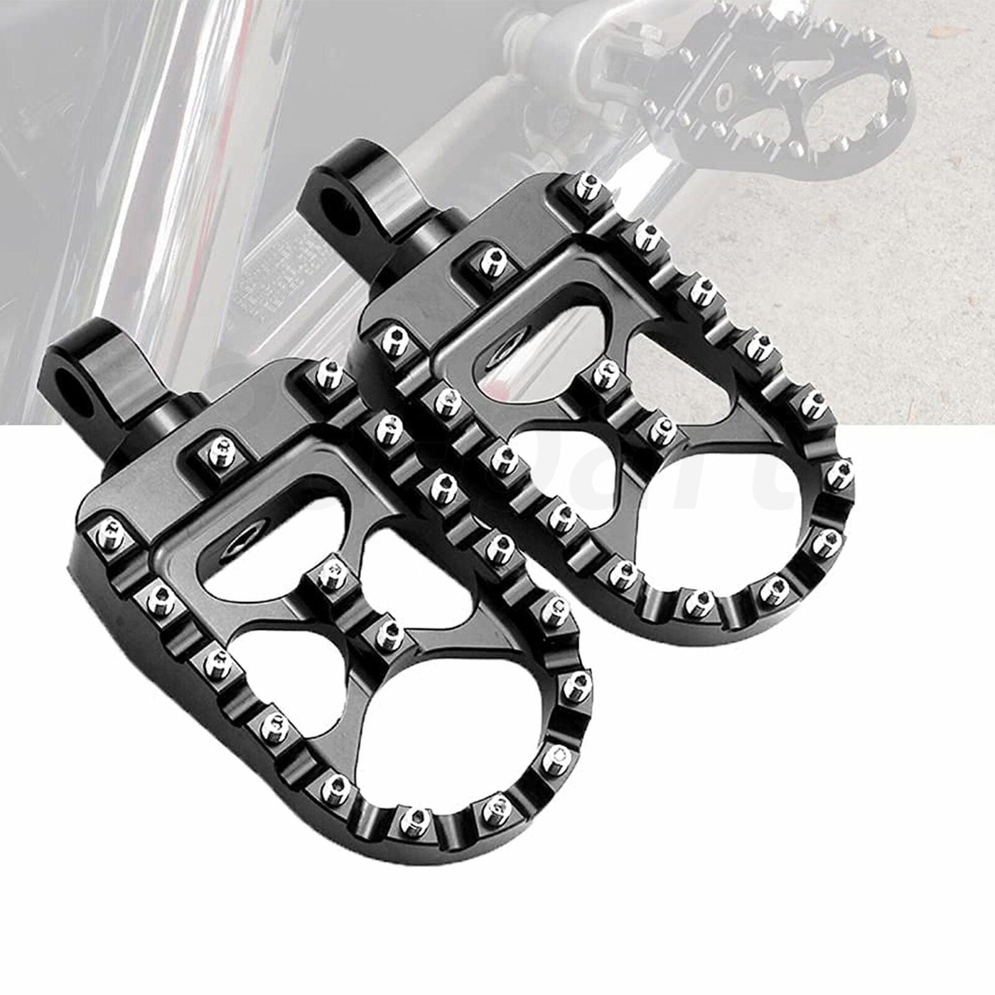 Black MX Style Wide Fat Foot Pegs Rests Pedals Fit for Harley Touring Softail - Moto Life Products