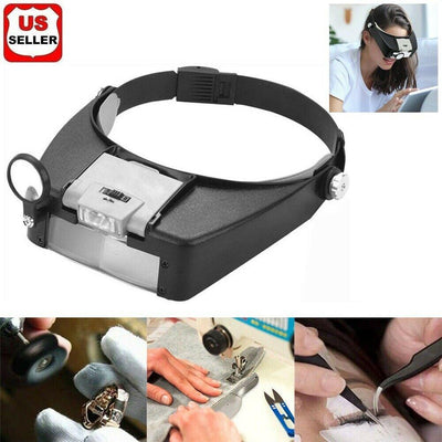 Jewelers Head Headband Magnifier LED Illuminated Visor Magnifying Glasses Loupe - Moto Life Products