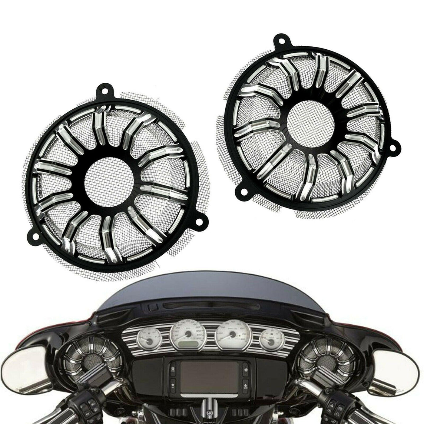 Motorcycle Gauge CNC Billet Speaker Grills Cover Fit For Harley Touring 2014-21 - Moto Life Products