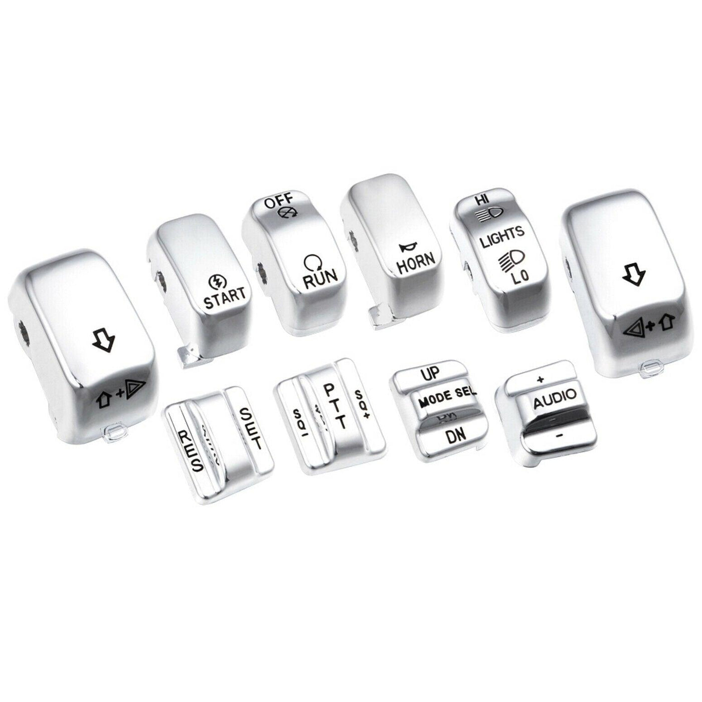 10pcs Chrome Replacement Housing Switch Cap Button Fit for Harley Touring 96-13 - Moto Life Products