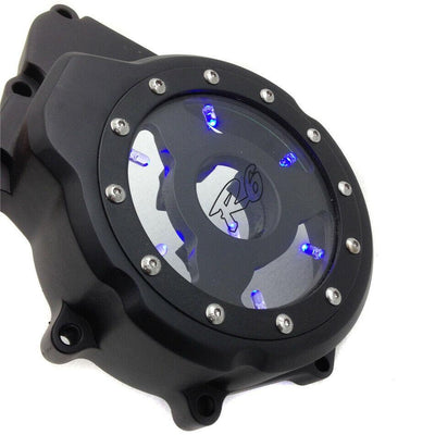 Blue LED Black Left Engine Stator Cover See Through For Yamaha 2006-2014 YZF-R6 - Moto Life Products