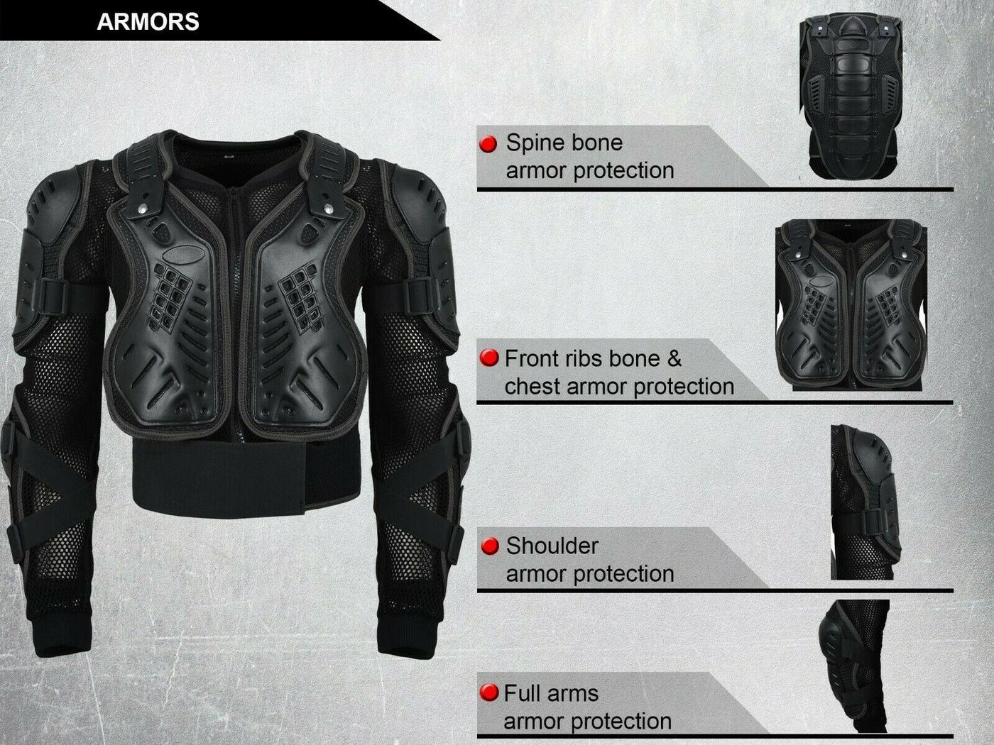 Alpha Motorcycle Body Armor Protection Men Dirt Bike Atv Offroad Motocross dual - Moto Life Products