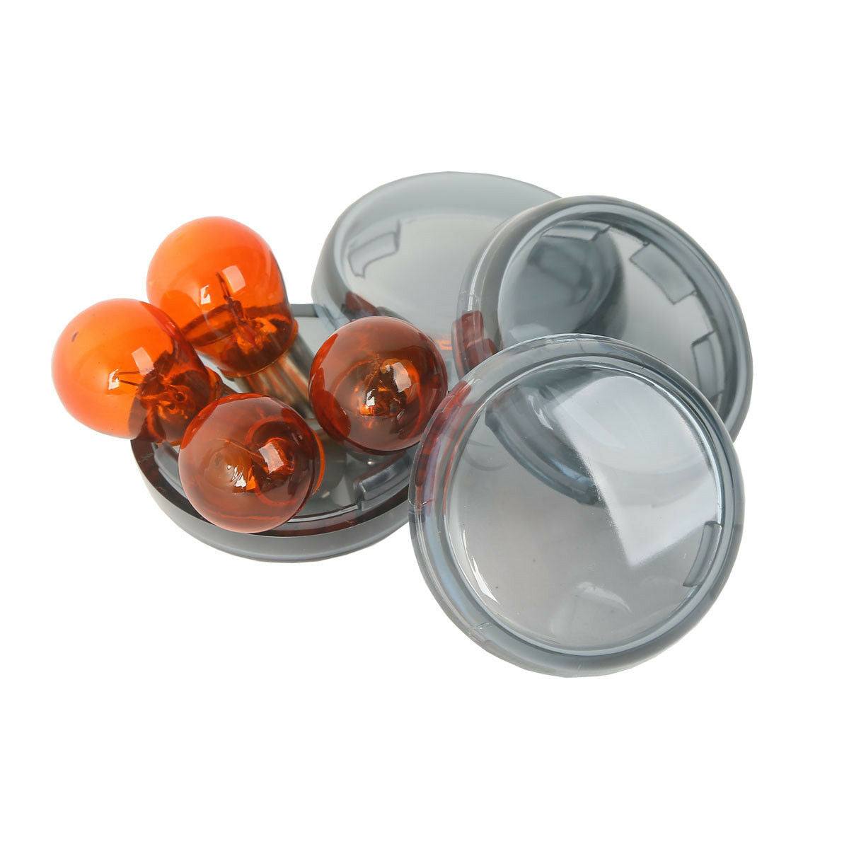 Smoked Turn Signal Lenses Amber Bulbs For Harley Davidson Softail Dyna 2000-UP - Moto Life Products