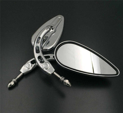 Chrome Skull Side Racing Mirrors For Harley Softtail Slim Fat Boy Heritage - Moto Life Products